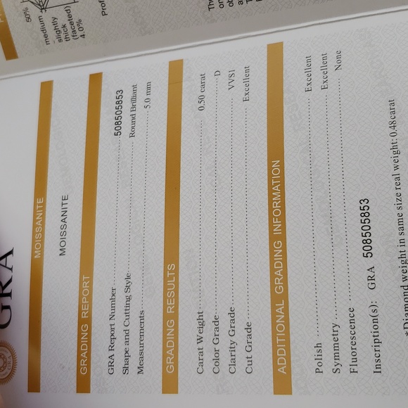 GRA CERTIFIED MOISSANITE RING SIZE 8 - Picture 7 of 7